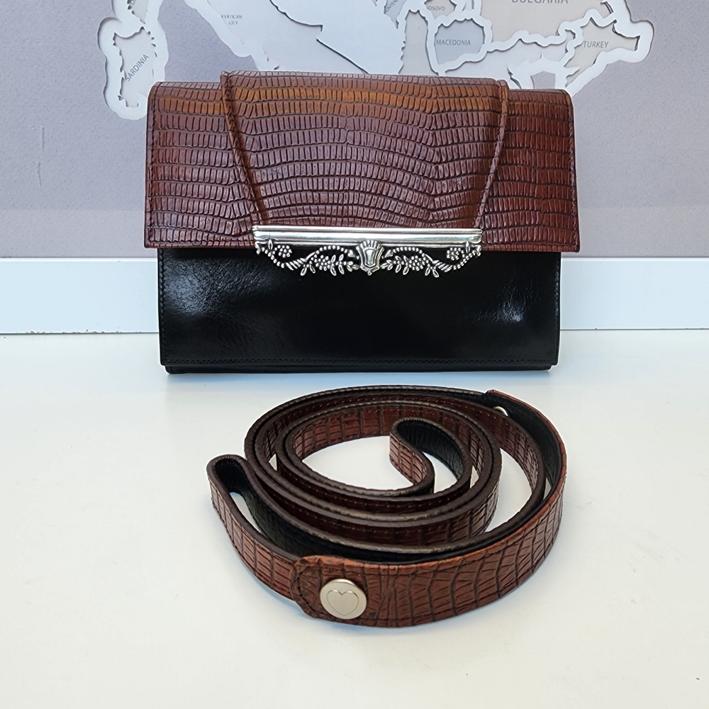 Brighton Vintage Crossbody Bag plus Wallet Snakeskin Leather - Picture 7 of 16